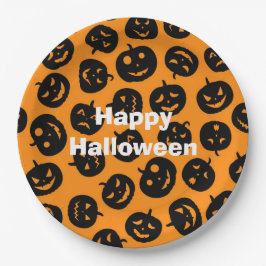 Happy Halloween Party Orange Pumpkin Pappteller