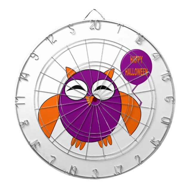 Happy Halloween Party Owl Dart Board Dartscheibe (vorne)