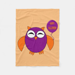 Happy Halloween Party Owl Fleece Blanket