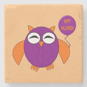 Happy Halloween Party Owl Stone Untersetzer