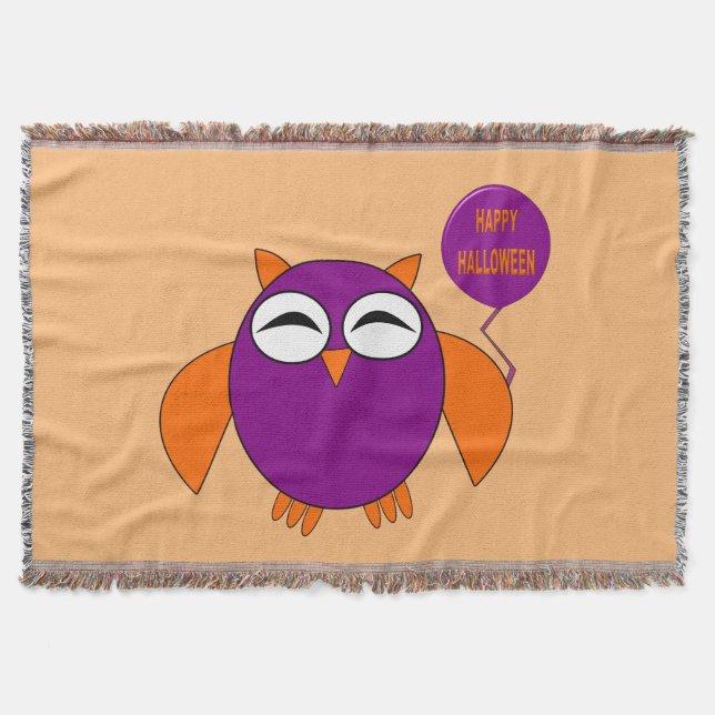 Happy Halloween Party Owl Throw Blanket Decke (Vorderseite)