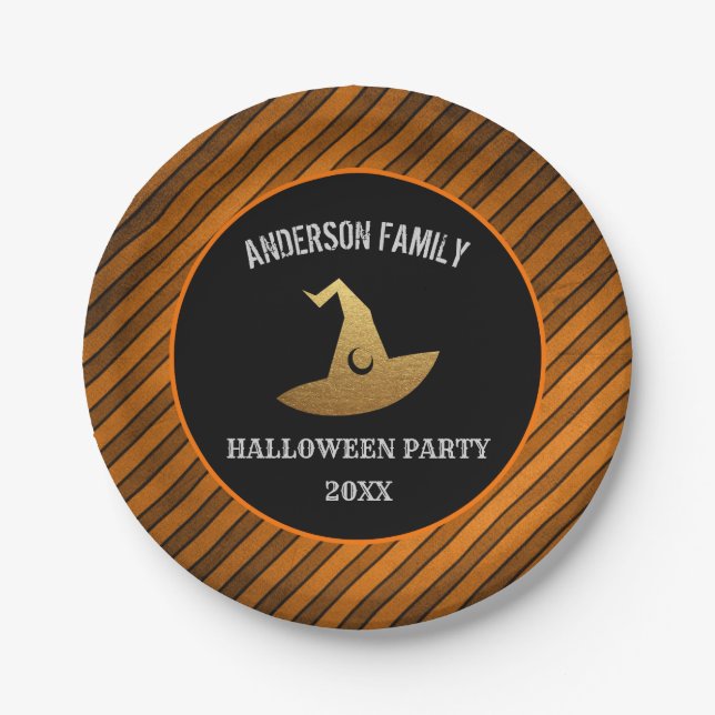 Happy Halloween Party Personalisiert Hexe Pappteller (Vorderseite)
