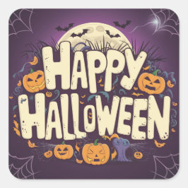 Happy Halloween - Party Quadratischer Aufkleber
