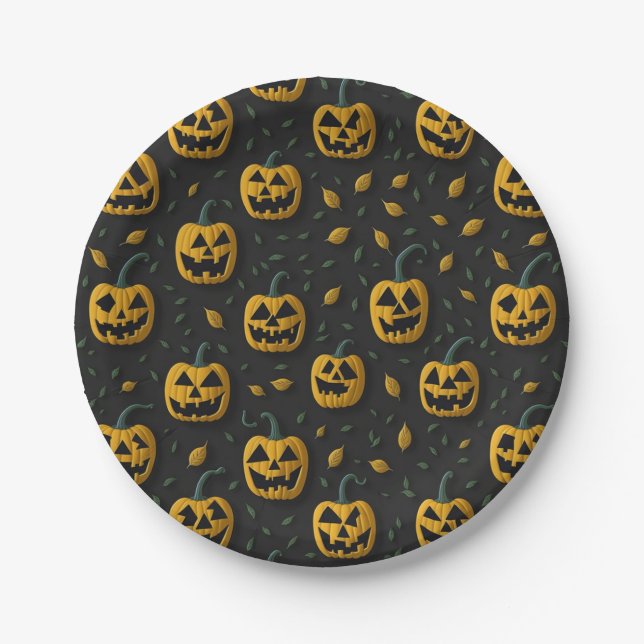 Happy halloween Party spooky Kürbis Cartoon dunkel Pappteller (Vorderseite)