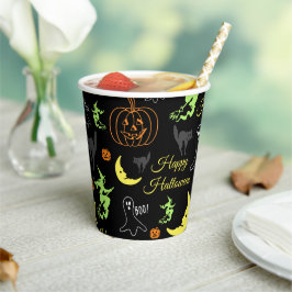 Happy Halloween Pattern Black Pappbecher