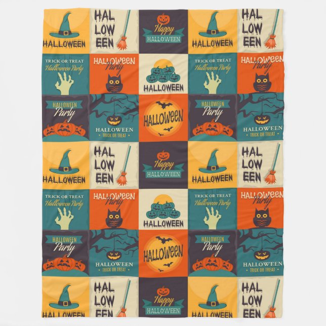 Happy Halloween Pattern Fleecedecke (Vorderseite)