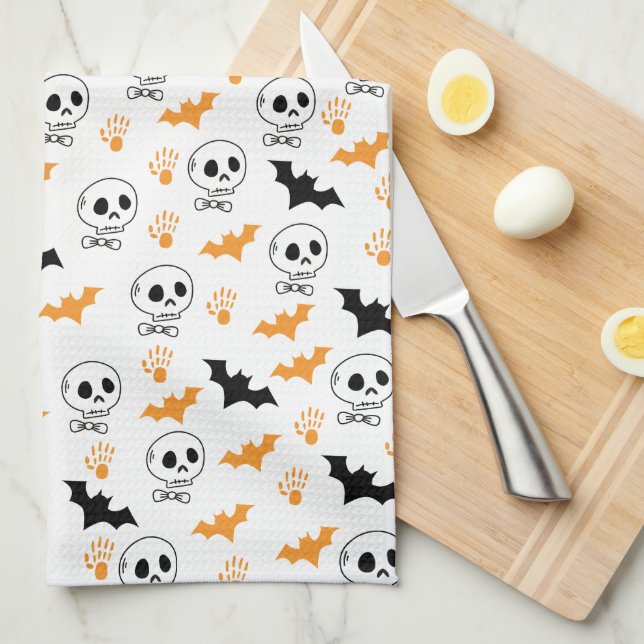 Happy Halloween Pattern Geschirrtuch (Viertel Falte)