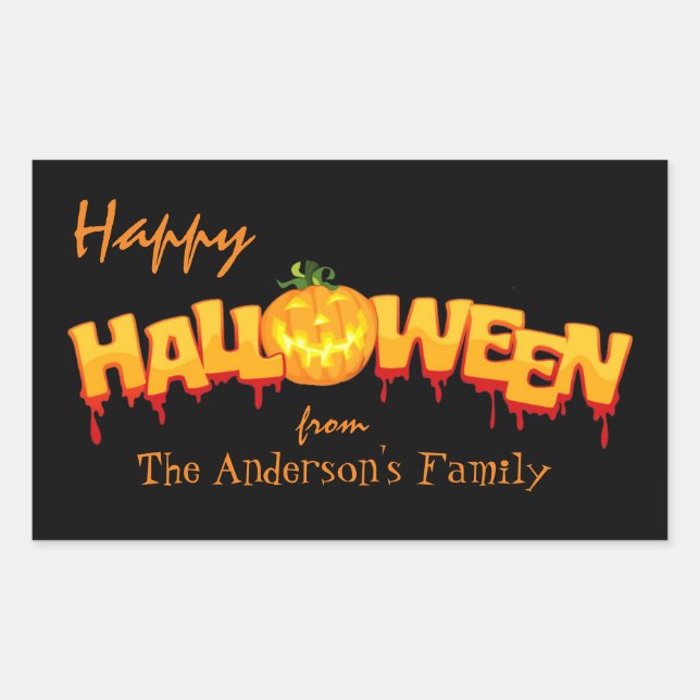 Happy Halloween Personalisiert Rechteckiger Aufkleber (Vorderseite)