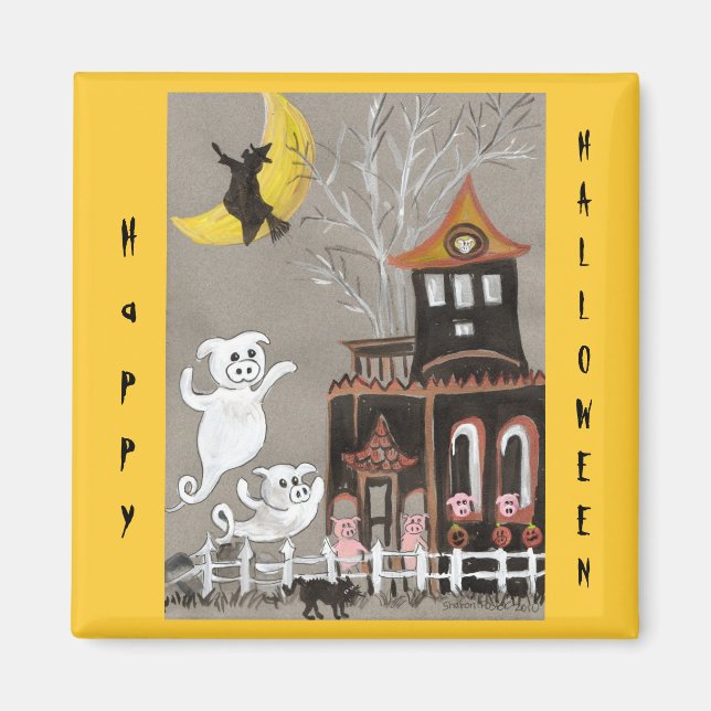 Happy Halloween Pig Ghosts Magnet (Vorne)
