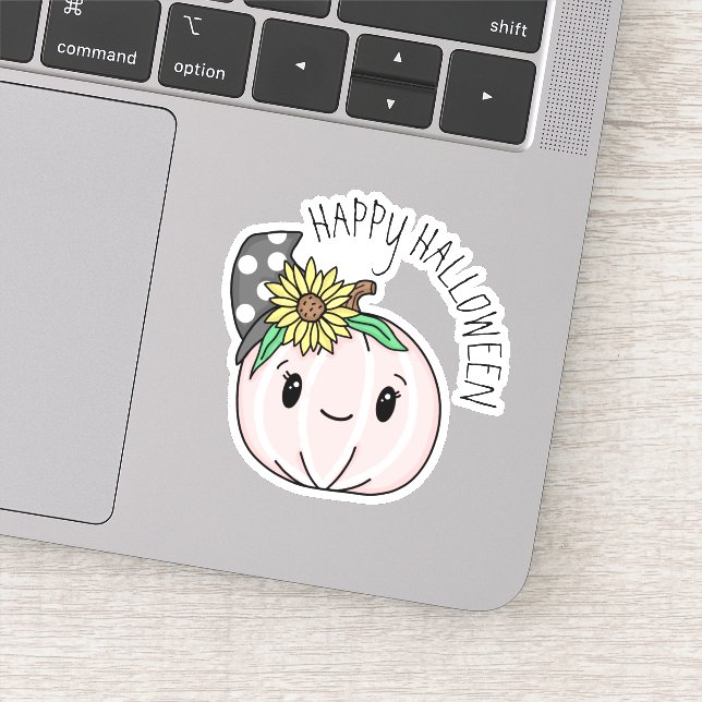 Happy Halloween | Pink Pumpkin and Polka Dots Aufkleber (Detail)
