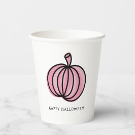 Happy Halloween Pink Pumpkin Pappbecher