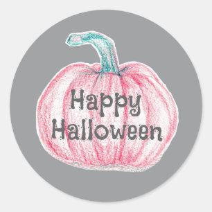 Happy Halloween Pink Pumpkin Pinkoween Runder Aufkleber