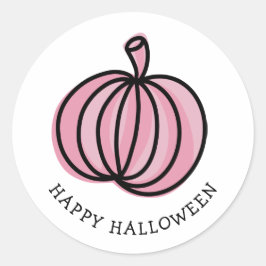 Happy Halloween Pink Pumpkin Runder Aufkleber