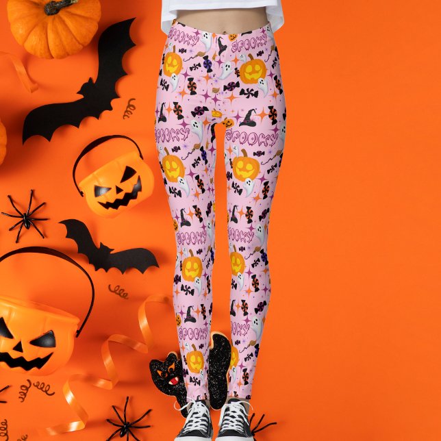 Happy Halloween Pink Spooky Festival Leggings (Von Creator hochgeladen)