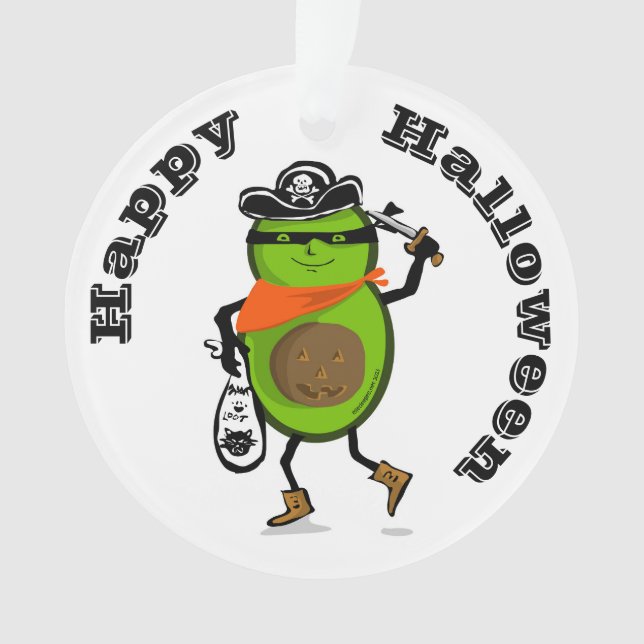 Happy Halloween Pirate Avocado Ornament (Vorderseite)