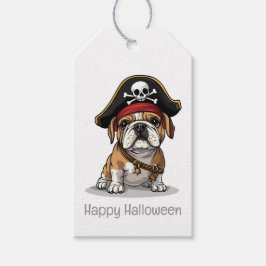 Happy Halloween Pirate English Bulldog Geschenkanhänger