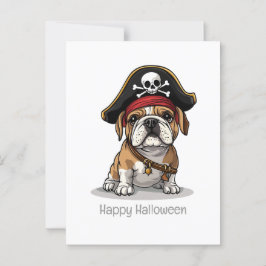 Happy Halloween Pirate English Bulldog Postkarte