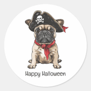 Happy Halloween Pirate French Bulldog Runder Aufkleber