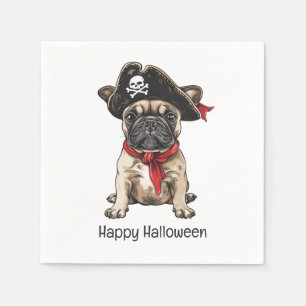 Happy Halloween Pirate French Bulldog Serviette