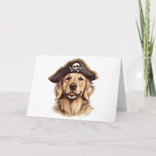 Happy Halloween Pirate Golden Retriever Hund Skull Karte