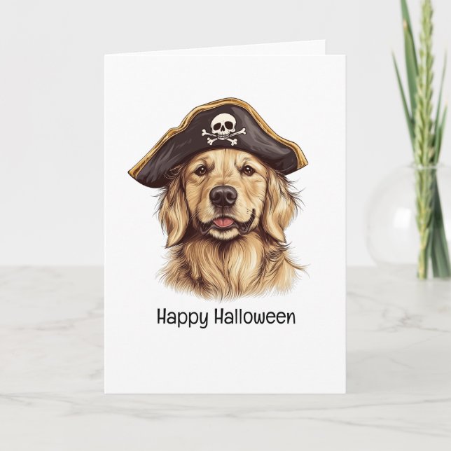 Happy Halloween Pirate Golden Retriever Hund Skull Karte (Vorderseite)