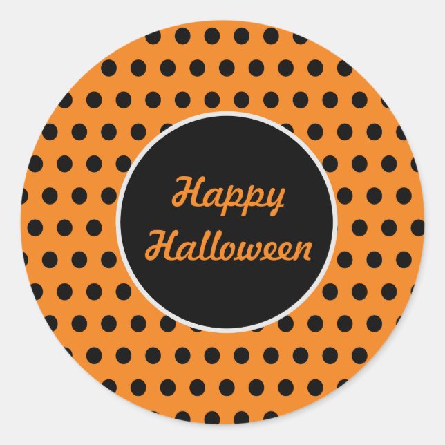 Happy Halloween Polka Dot Round Stickers (Orange) (Vorderseite)