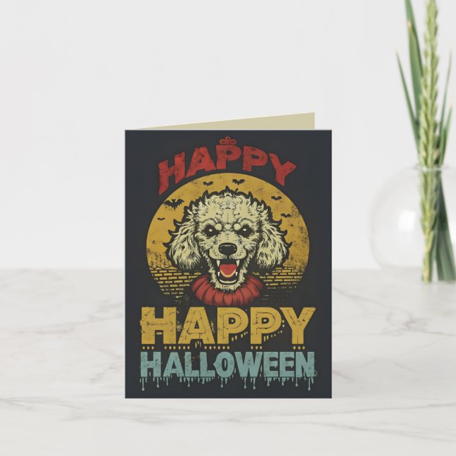 Happy Halloween-Poodle-Hund Karte (Vorderseite)