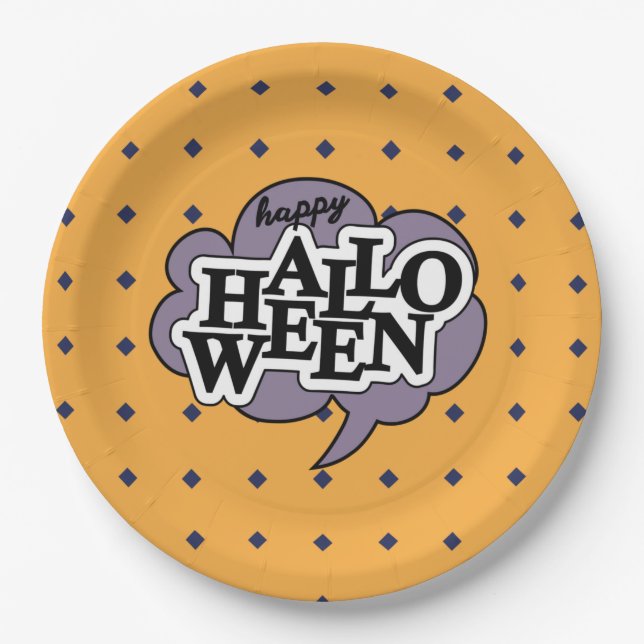Happy halloween Pop art Pappteller (Vorderseite)