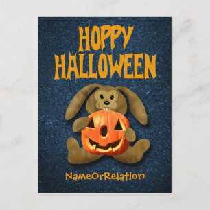Happy Halloween Postcard Bunny Jack-o-Lantern Postkarte
