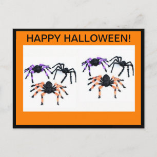 HAPPY HALLOWEEN POSTCARD MIT BEÄNGSTIGENDEN SPIDER POSTKARTE