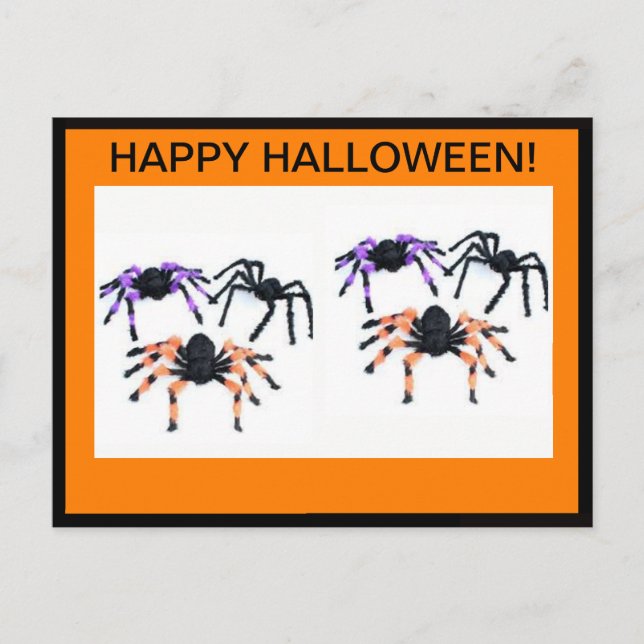HAPPY HALLOWEEN POSTCARD MIT BEÄNGSTIGENDEN SPIDER POSTKARTE (Vorderseite)
