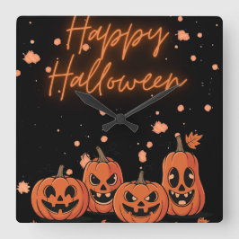 Happy Halloween Postcard Quadratische Wanduhr