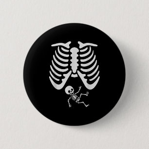 Happy Halloween Pregnant Baby Skeleton Spooky Seas Button
