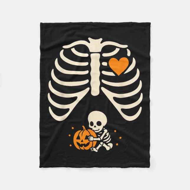Happy Halloween Pregnant Baby Skeleton Spooky Seas Fleecedecke (Vorderseite)
