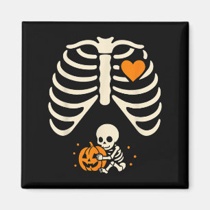 Happy Halloween Pregnant Baby Skeleton Spooky Seas Magnet