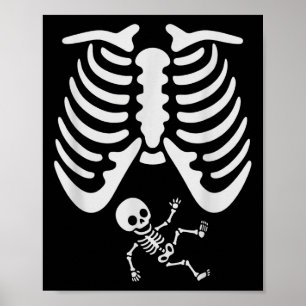 Happy Halloween Pregnant Baby Skeleton Spooky Seas Poster