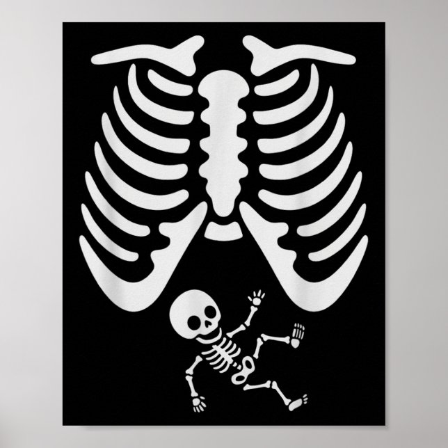 Happy Halloween Pregnant Baby Skeleton Spooky Seas Poster (Vorne)