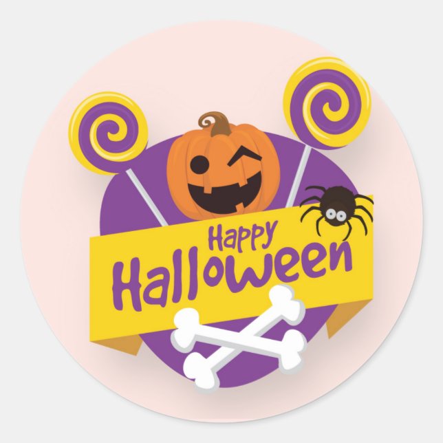 Happy Halloween Pumpkin and Spider | Siegel Runder Aufkleber (Vorderseite)