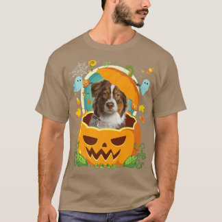 Happy Halloween Pumpkin Aussie Dog Witch Niedlich T-Shirt