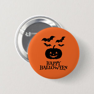 Happy Halloween Pumpkin Bat Minimal Button