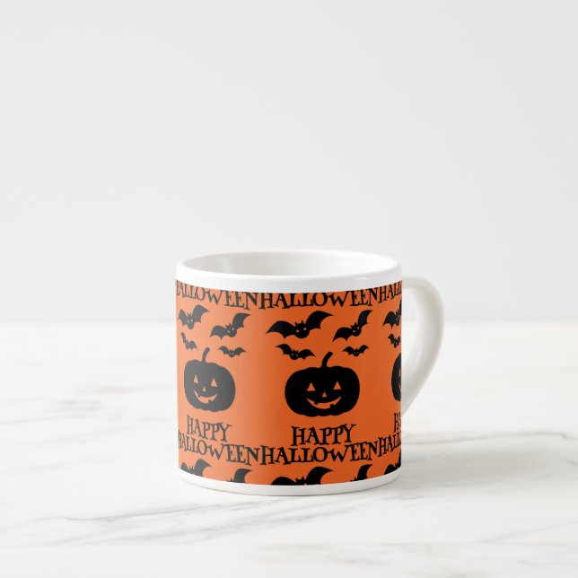 Happy Halloween Pumpkin Bat Minimal Espressotasse (Vorderseite Rechts)