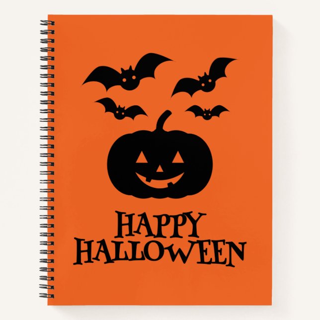 Happy Halloween Pumpkin Bat Minimal Notizbuch (Vorderseite)