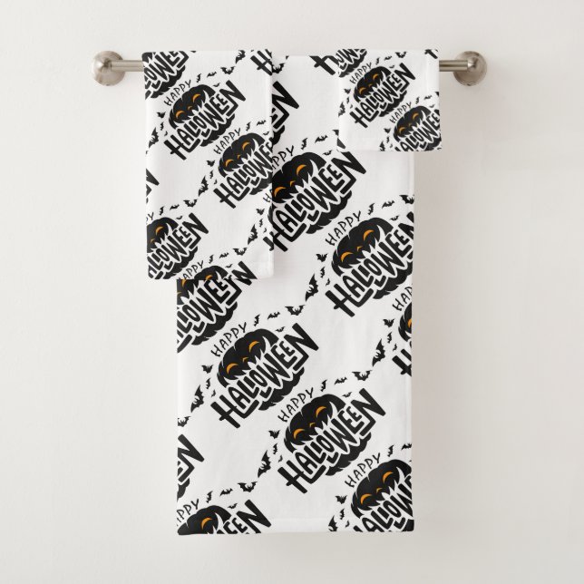 Happy Halloween Pumpkin Bath Handtuch Set (Insitu)