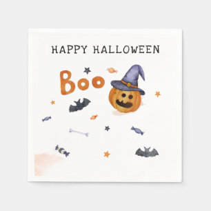Happy Halloween Pumpkin Bats Family Party Serviette