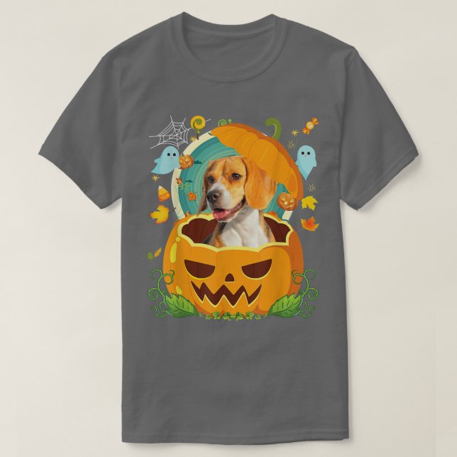 Happy Halloween Pumpkin Beagle Hund Hexenhut Niedl T-Shirt (Design vorne)
