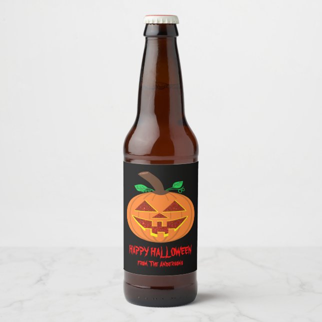 Happy Halloween Pumpkin Bierflasche Label Set Bierflaschenetikett (Vorderseite)