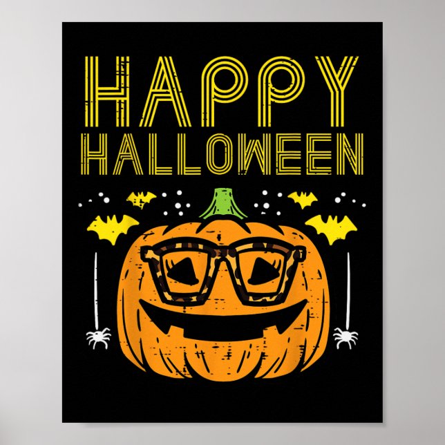 Happy Halloween Pumpkin Brillen Kostüm Frauen Mädc Poster (Vorne)