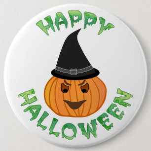 "HAPPY HALLOWEEN" PUMPKIN BUTTON