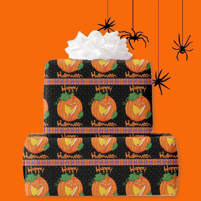 Happy Halloween Pumpkin Candy Corn Kürbislaterne Geschenkpapier (Von Creator hochgeladen)
