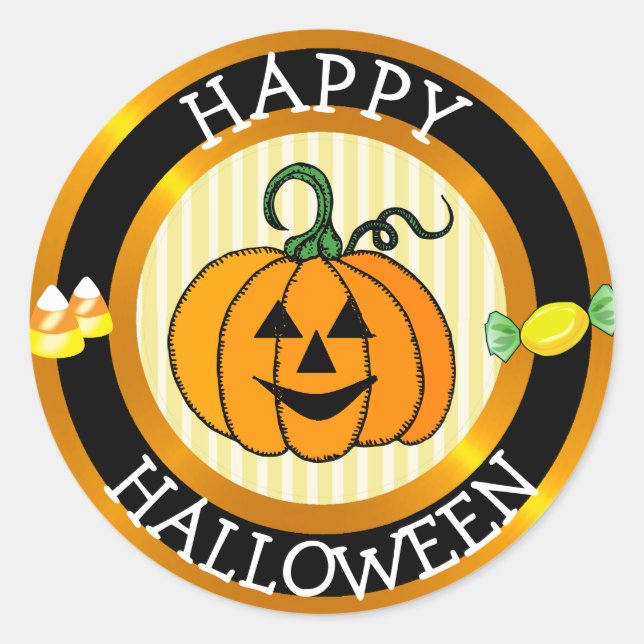 Happy Halloween Pumpkin & Candy Sticker (Vorderseite)
